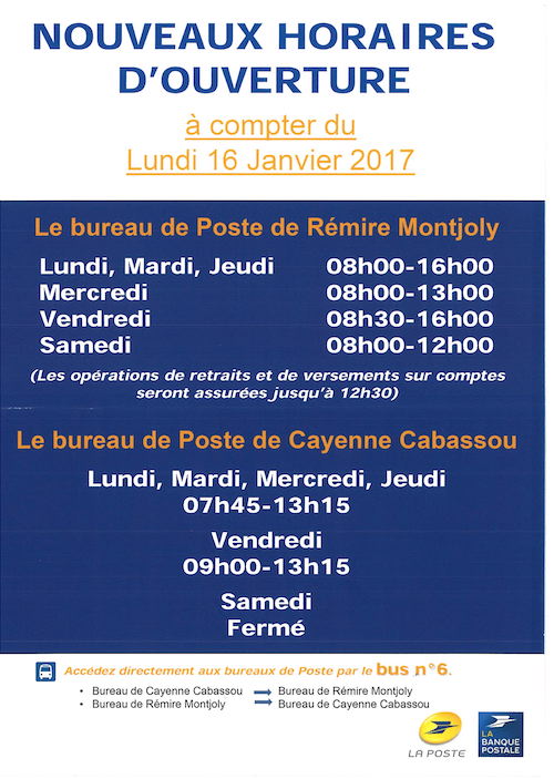 NOUVEAUX HORAIRES D’OUVERTURE DU BUREAU DE POSTE DE RÉMIRE-MONTJOLY ...